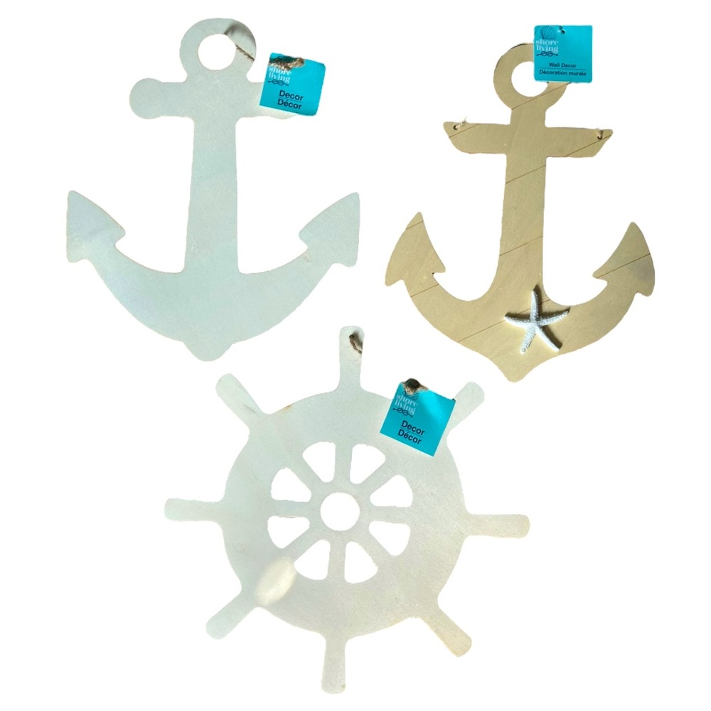 Shore Living Large Anchor Wood Cutouts Crafts Unfinished Wood Nautical Decor NWT